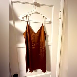 Brown satin slip dress